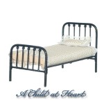 (*) Dollhouse Single Black or White Metal Bed