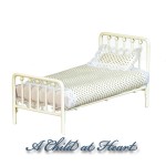 (*) Dollhouse Single Black or White Metal Bed