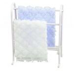 White Dollhouse Towel Rack with Towels