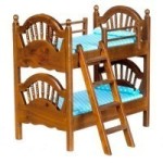 Dollhouse Spindle Bunk Bed w/ Ladder - Walnut