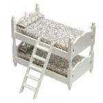 Dollhouse Colonial Bunk Bed w/Ladder - White