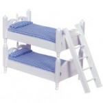 White Colonial Bunk Bed w/Ladder - Blue