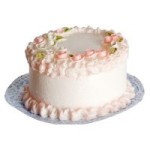 (*) 1/2" or 1" Scale White Cake with Pink Roses