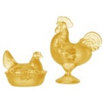 (*) Dollhouse Rooster &amp; Hen Candy Dishes