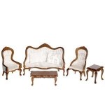 Dollhouse Victorian Living Room - White / Walnut