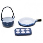 Sale $1 - Dollhouse 3 pc Blue Spatter Cookware